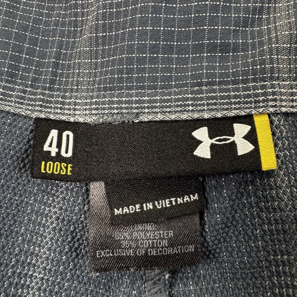 Under Armour Golf Shorts Men's 40 Loose Gray Plaid Performance Stretch Logo